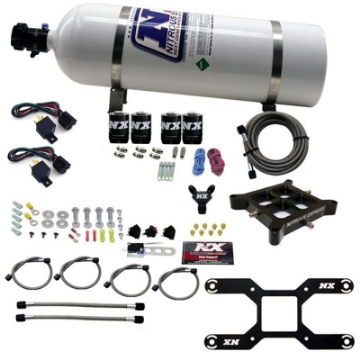 Picture of Nitrous Express 4150 Dual Stage Billet Crossbar Nitrous Kit 50-300 & 100-500HP w-15lb Bottle