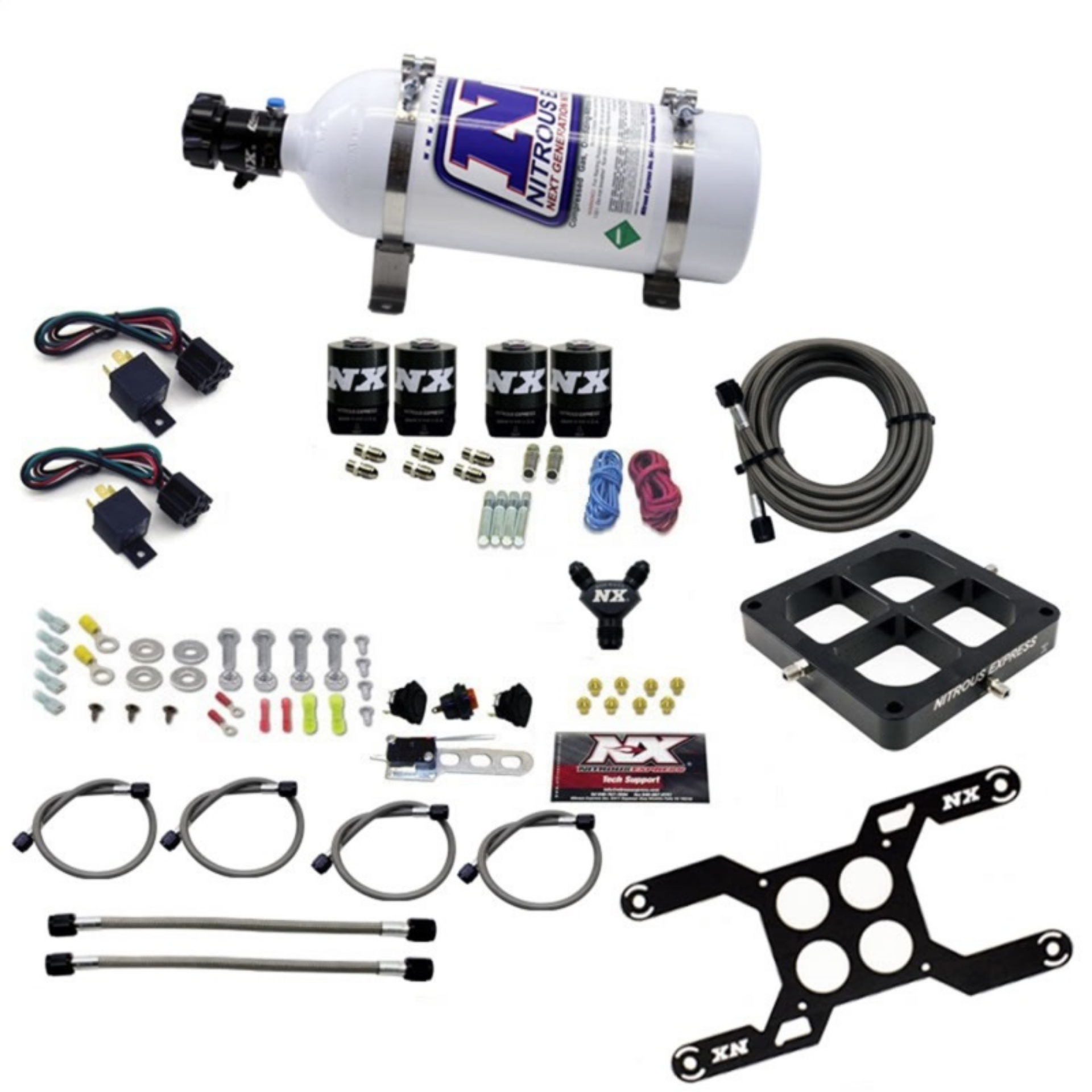 Picture of Nitrous Express Dominator Dual Stage Billet Crossbar Nitrous Kit 50-300 & 100-500HP w-5lb Bottle