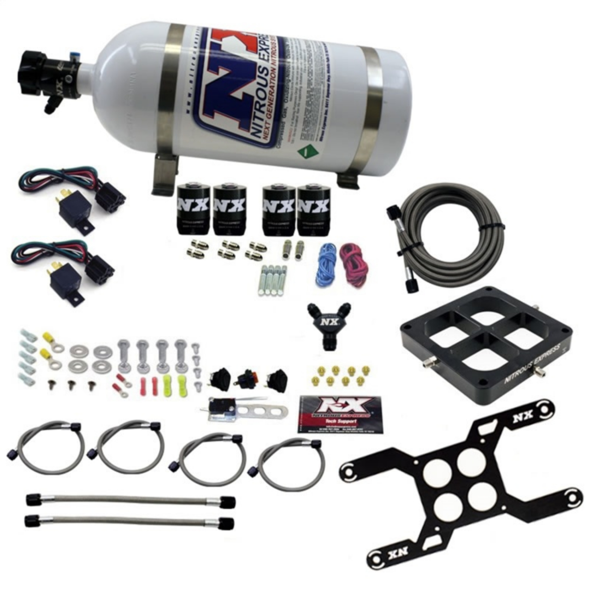 Picture of Nitrous Express Dominator Dual Stage Billet Crossbar Nitrous Kit 50-300 & 100-500HP w-10lb Bottle