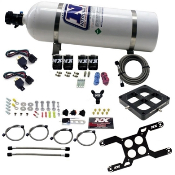 Picture of Nitrous Express Dominator Dual Stage Billet Crossbar Nitrous Kit 50-300 & 100-500HP w-15lb Bottle