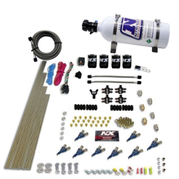 Picture of Nitrous Express 8 Cyl Piranha Direct Port 4 Solenoids Nitrous Kit 200-500HP EFI Jets w-5lb Bottle