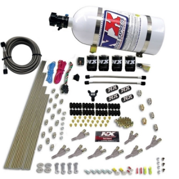 Picture of Nitrous Express STD Nozzle Nitrous Kit 200-500HP Gas w-Dist Block & 4 Solenoids w-10lb Bottle