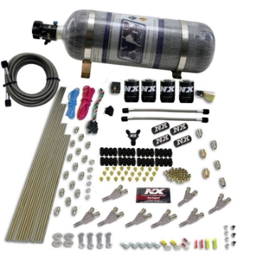 Picture of Nitrous Express STD Nozzle Nitrous Kit 200-500HP Gas w--Dist Block & 4 Solenoids w-15lb Bottle