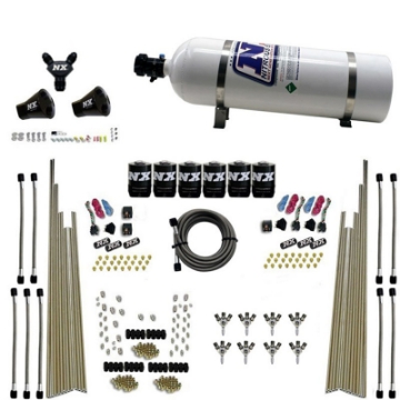 Picture of Nitrous Express 8 Cyl Triple-D Dry Direct Port 3 Stage Dry 6 Solenoids Nitrous Kit w-15lb Bottle
