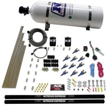 Picture of Nitrous Express 10 Cyl Piranha Nozzle Direct Port Nitrous Kit 250-500HP w-15lb Bottle