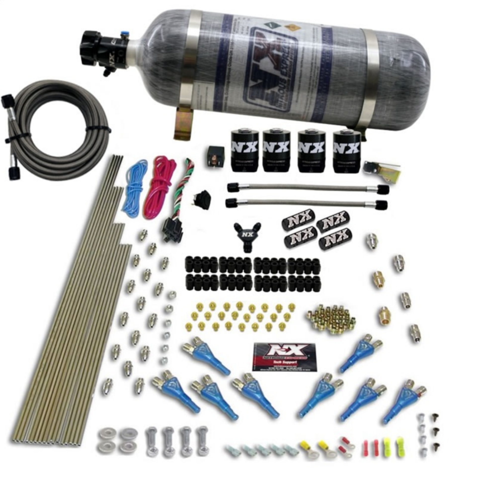 Picture of Nitrous Express 8 Cyl Shark Direct Port 4 Solenoids Nitrous Kit 200-600HP w-Composite Bottle