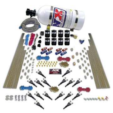 Picture of Nitrous Express Shark Dual Stage-Gas 16 Nozzles 8 Solenoids Nitrous Kit 200-1200HP w-10lb Bottle