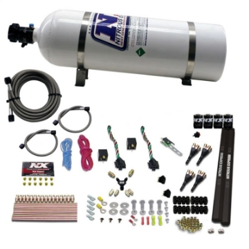 Picture of Nitrous Express 4 Cyl SX2 Nozzle Nitrous Kit 100-300HP x 2 w-15lb Bottle