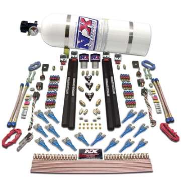 Picture of Nitrous Express Shark Dual Stage-Gas-Rails 16 Nozzles Nitrous Kit 200-1200HP w-15lb Bottle