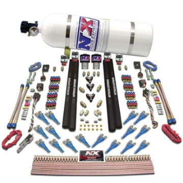 Picture of Nitrous Express Shark Dual Stage-Gas-Rails 16 Nozzles Nitrous Kit 200-1200HP w-15lb Bottle