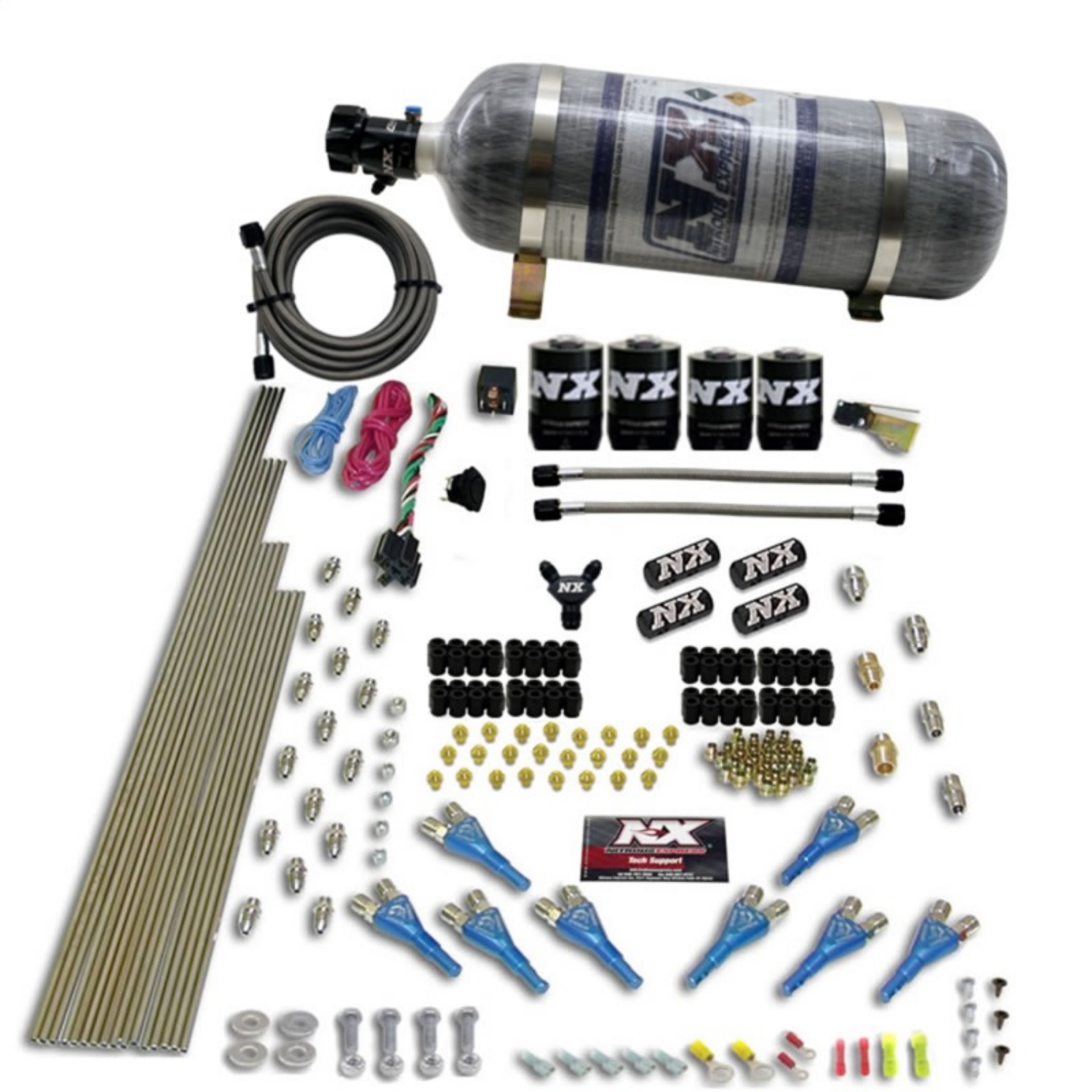 Picture of Nitrous Express 8 Cyl Shark Direct Port 4 Solenoids Nitrous Kit 200-600HP w-Composite Bottle