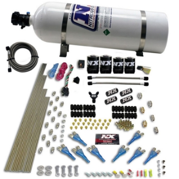 Picture of Nitrous Express 8 Cyl Shark Direct Port 4 Solenoids Nitrous Kit 200-600HP w-15lb Bottle