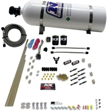 Picture of Nitrous Express 8 Cyl Dry Direct Port 2 Solenoids Nitrous Kit 200-600HP w-15lb Bottle