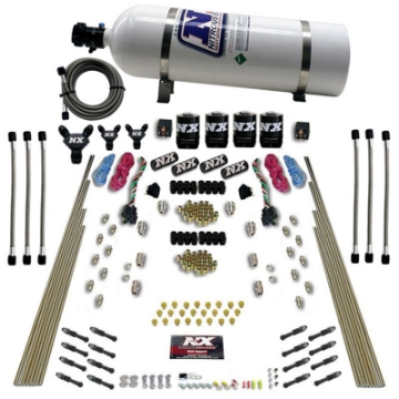 Picture of Nitrous Express 8 Cyl Dry Direct Port Dual Stage 4 Solenoids Nitrous Kit 200-600HP w-15lb Bottle