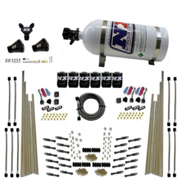 Picture of Nitrous Express 8 Cyl Dry Direct Port Three Stage 6 Solenoids Nitrous Kit 200-600HP w-10lb Bottle
