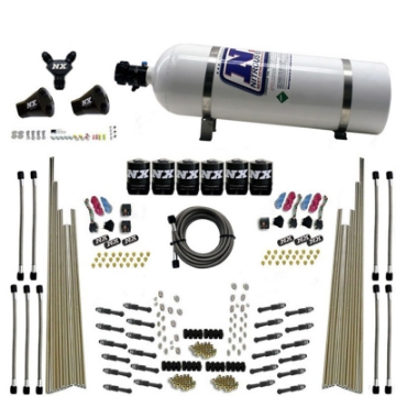 Picture of Nitrous Express 8 Cyl Dry Direct Port Three Stage 6 Solenoids Nitrous Kit 200-600HP w-15lb Bottle