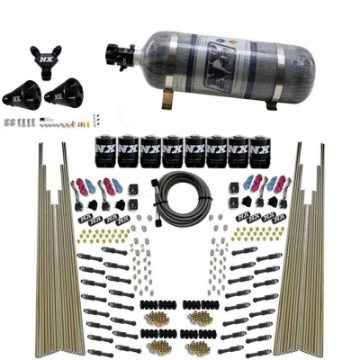 Picture of Nitrous Express 8 Cyl Dry Direct Port Four Stage 8 Solenoids Nitrous Kit 200-600HP w-Comp Bottle