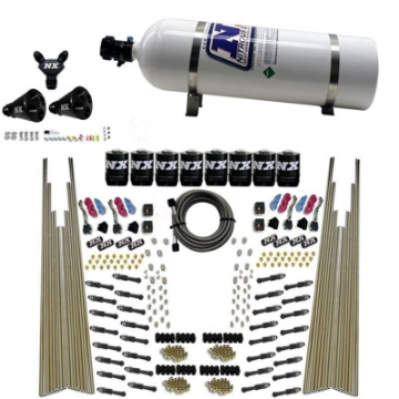 Picture of Nitrous Express 8 Cyl Dry Direct Port Four Stage 8 Solenoids Nitrous Kit 200-600HP w-15lb Bottle
