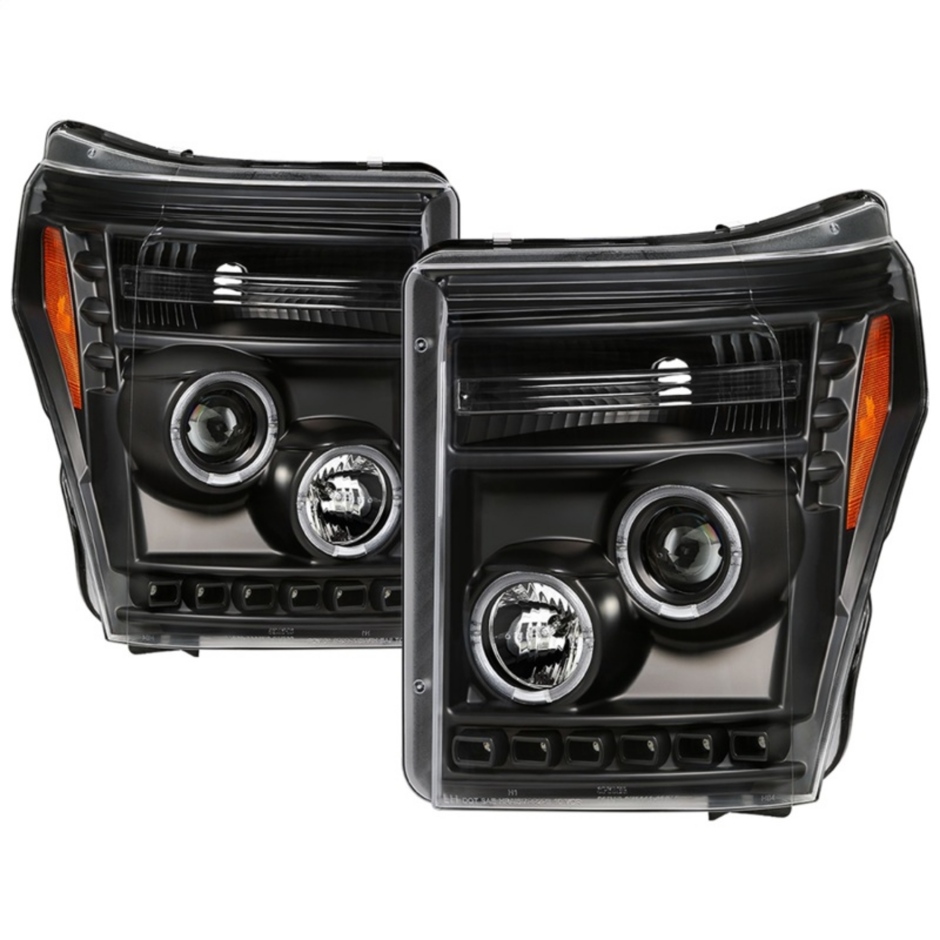 Picture of Spyder Ford Super Duty 11-16 Projector Headlights LED Halo DRL All Black PRO-YD-FS11-HL-BKV2