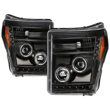Picture of Spyder Ford Super Duty 11-16 Projector Headlights LED Halo DRL All Black PRO-YD-FS11-HL-BKV2