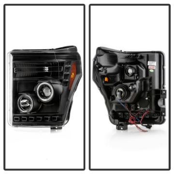Picture of Spyder Ford Super Duty 11-16 Projector Headlights LED Halo DRL All Black PRO-YD-FS11-HL-BKV2