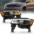 Picture of ANZO 2017-2018 Jeep Grand Cherokee Projector Headlights w- Plank Style Switchback - Black w- Amber