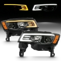 Picture of ANZO 2017-2018 Jeep Grand Cherokee Projector Headlights w- Plank Style Switchback - Black w- Amber