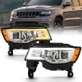 Picture of ANZO 2017-2018 Jeep Grand Cherokee Projector Headlights w- Plank Style Switchback - Chrome w- Amber