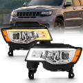 Picture of ANZO 2017-2018 Jeep Grand Cherokee Projector Headlights w- Plank Style Switchback - Chrome w- Amber