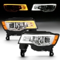 Picture of ANZO 2017-2018 Jeep Grand Cherokee Projector Headlights w- Plank Style Switchback - Chrome w- Amber