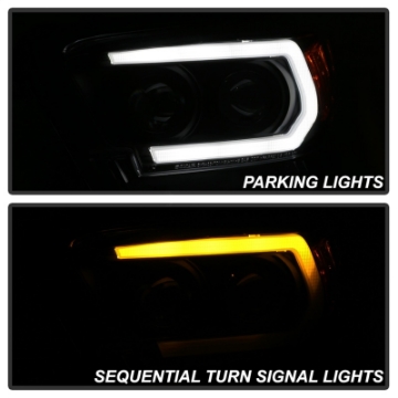 Picture of Spyder 16-18 Toyota Tacoma Projector Headlights - Seq LED Turn - Black - PRO-YD-TT16-LB-BK