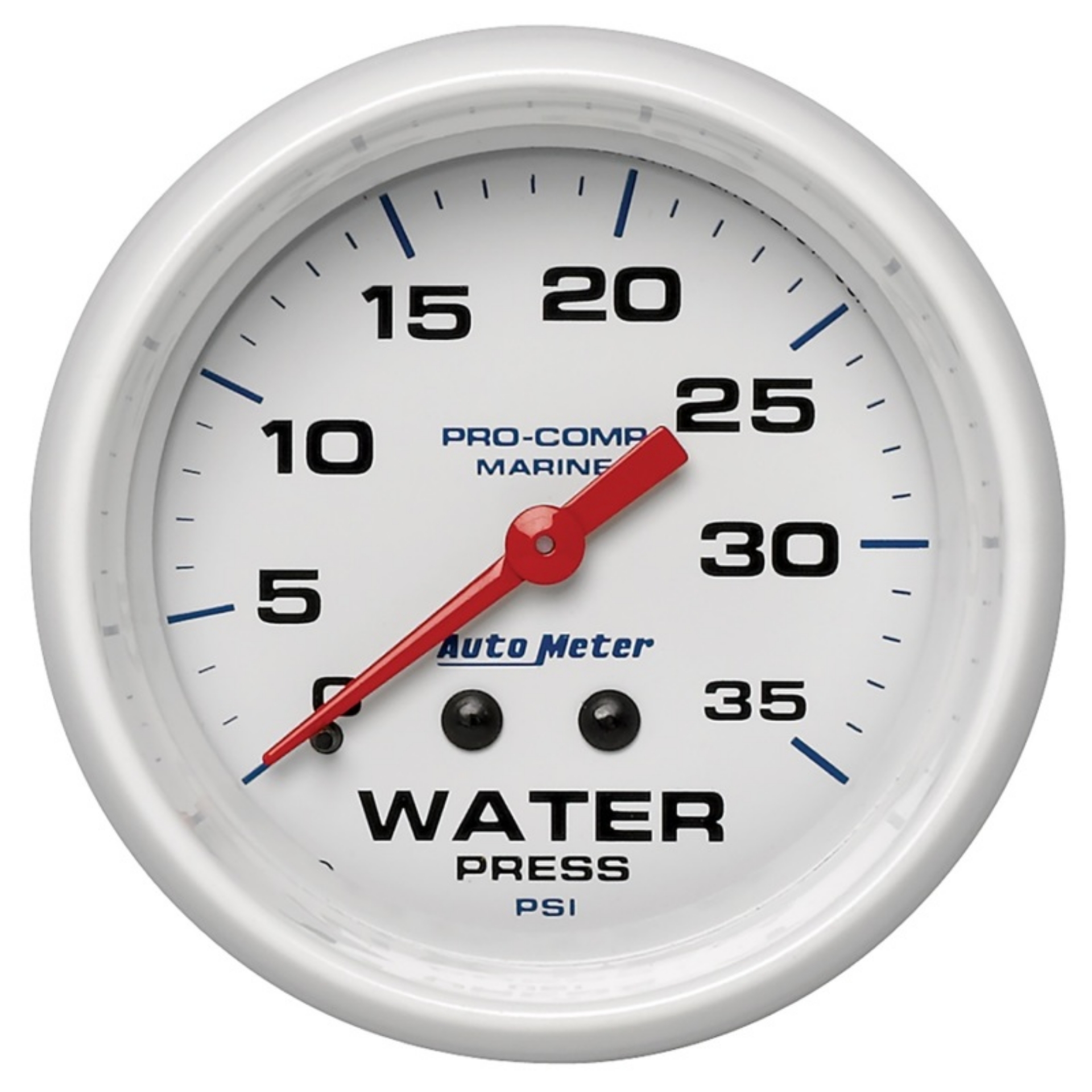 Picture of Autometer AutoGage 2-5-8in- - 35 PSI Mechanical Water Press Gauge - Marine White