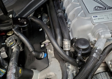 Picture of J&L 2020-2022 Ford Mustang GT500 Passenger Side Oil Separator 3-0 - Black Anodized