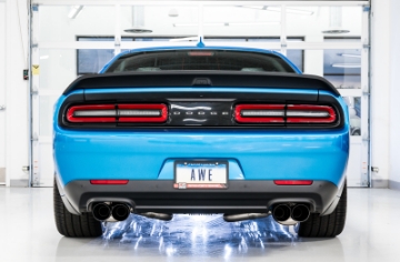 Picture of AWE Tuning 2015+ Dodge Challenger 6-4L-6-2L Non-Resonated Touring Edition Exhaust - Quad Black Tips