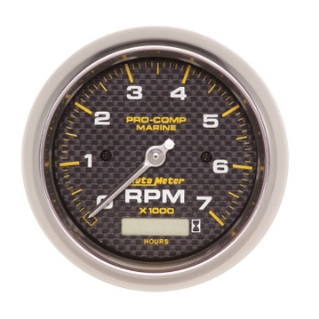Picture of Autometer Marine Carbon Fiber Ultra-Lite 3-3-8in 7K RPM w-Hourmeter Tachometer Gauge