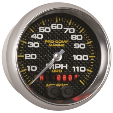 Picture of Autometer Marine Carbon Fiber Ultra-Lite 3-3-8in 120MPH GPS Speedometer Gauge