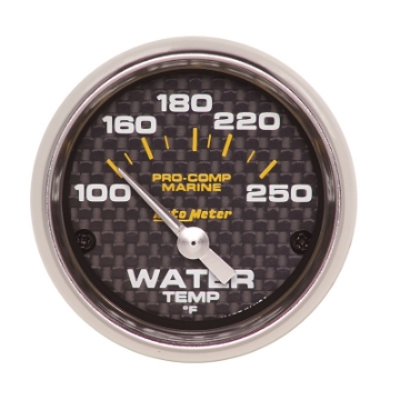Picture of Autometer Marine Carbon Fiber Ultra-Lite 2-1-16in 100-250 Degrees Electric Water Temperature Gauge