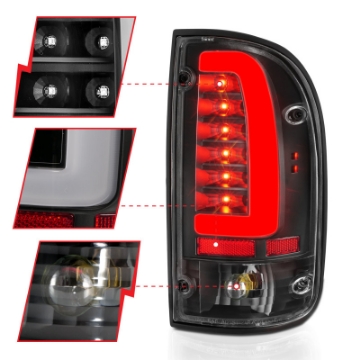 Picture of ANZO 95-00 Toyota Tacoma LED Taillights Black Housing Clear Lens Pair