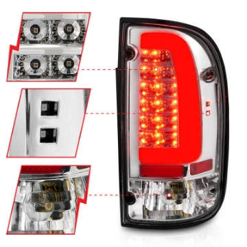 Picture of ANZO 95-00 Toyota Tacoma LED Taillights Chrome Housing Clear Lens Pair