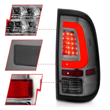 Picture of ANZO 2008-2016 Ford F-250 LED Taillights Chrome Housing Smoke Lens Pair