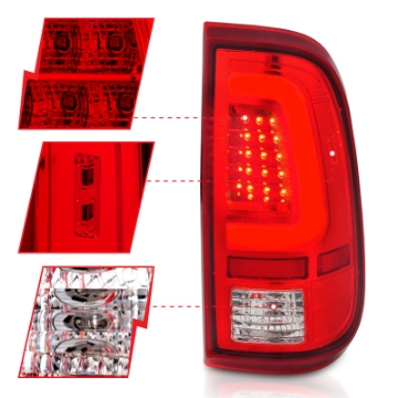 Picture of ANZO 2008-2016 Ford F-250 LED Taillights Chrome Housing Red-Clear Lens Pair