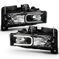 Picture of ANZO 1999-2000 Cadillac Escalade Crystal Headlights Light Bar Black Housing Pair