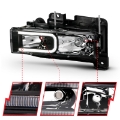 Picture of ANZO 1999-2000 Cadillac Escalade Crystal Headlights Light Bar Black Housing Pair