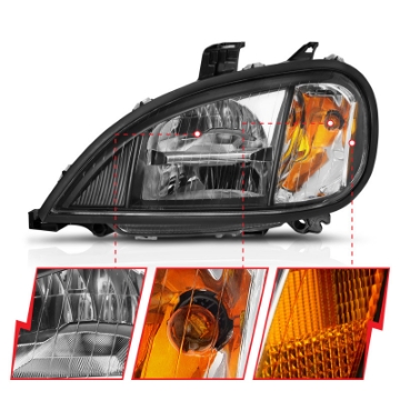 Picture of ANZO 1996-2013 Freightliner Columbia LED Crystal Headlights Black Housing w- Clear Lens Pair