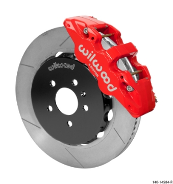 Picture of Wilwood AERO6 Front Kit 14-00in BBK - 08-12 Audi A4-A5-S5 - Red Drilled & Slotted Rotor