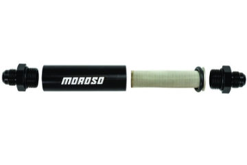 Picture of Moroso In-Line Fuel Filter - 6-5in -10An - 40 Micron SS Filter - Aluminum