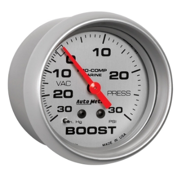 Picture of AutoMeter Marine Vac-Boost Gauge 2 5-8in 30INHG 30PSI Mechanical- Silver