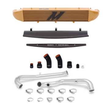 Picture of Mishimoto 2014-2016 Ford Fiesta ST 1-6L Front Mount Intercooler Gold Kit w- Pipes Silver