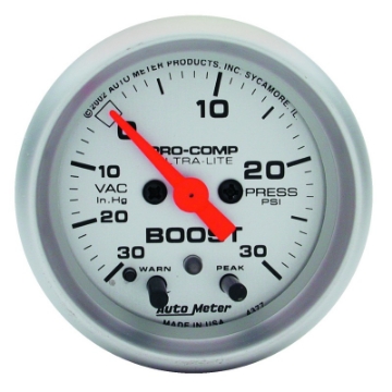 Picture of Autometer Ultra-Lite 52mm 15 PSI Electronic Boost Gauge w- Peak & Warn