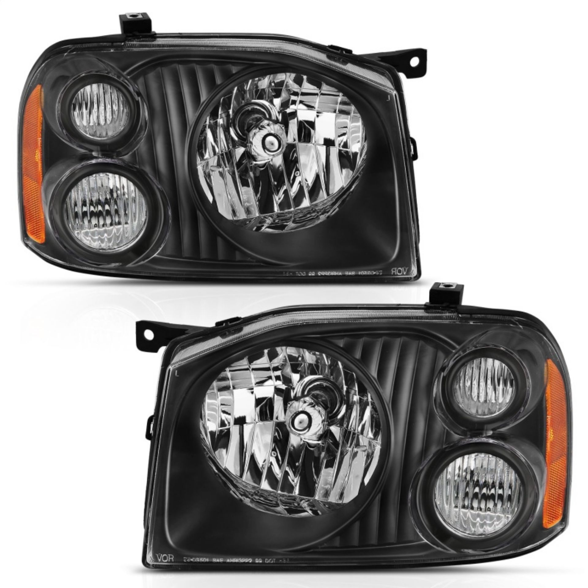 Picture of ANZO 2001-2004 Nissan Frontier Se Crystal Headlight Black Amber Reflector